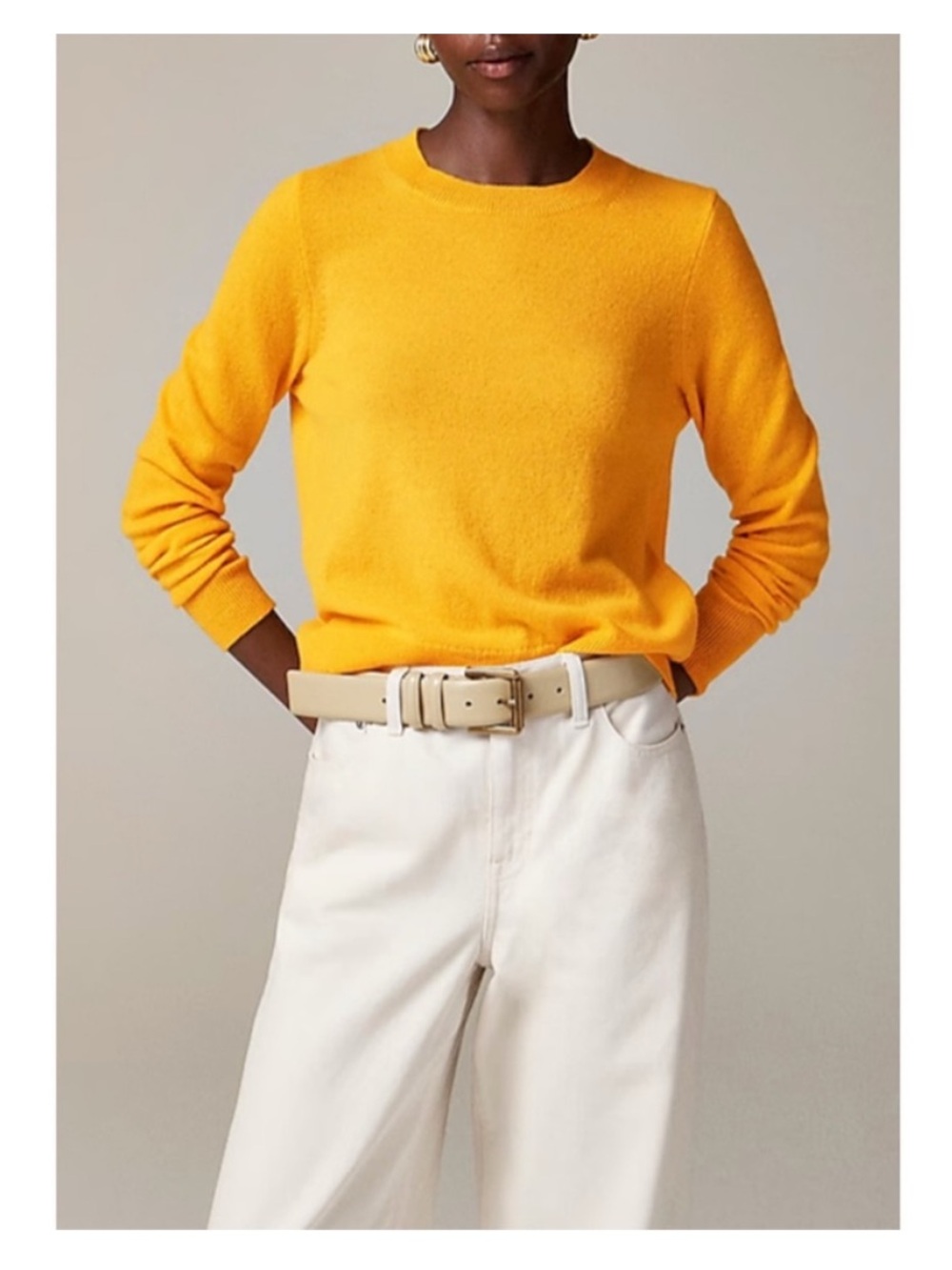 J Crew Classic Crewneck Cashmere Sweater in Dandelion Yellow— Size Small